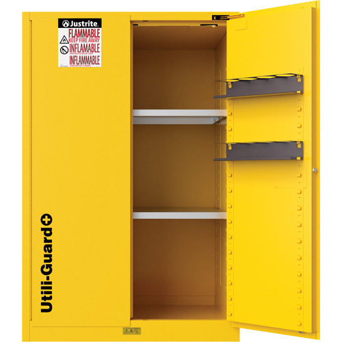 Utili-Guard+ Flammable Safety Cabinet, 90 Gal., 2 Door, 43" W x 65" H x 37" D Fastek