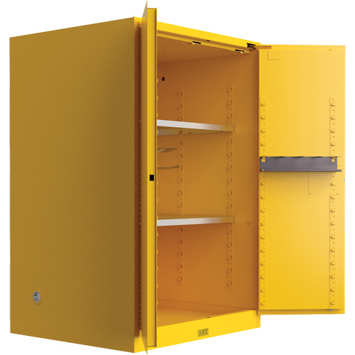 Utili-Guard+ Flammable Safety Cabinet, 90 Gal., 2 Door, 43" W x 65" H x 37" D Fastek