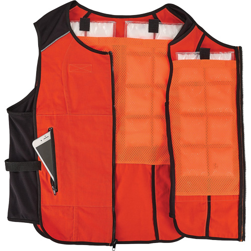 Veste de refroidissement &agrave; changement de phase l&eacute;g&egrave;re avec sachets de recharge Chill-Its 6260, 2T-grand/3T-grand, Orange Fastek