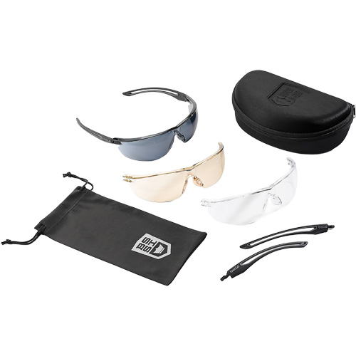 Gunfire 2.0 Ballistic Protection Safety Glasses Kit, Clear/Copper/Smoke Lens, Anti-Fog/Anti-Scratch, ANSI Z87+ Fastek