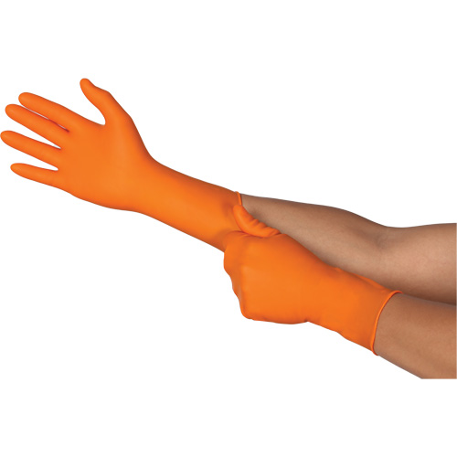 Gants jetables TOUCHNTUFF 93-800, 10/9,5, Latex/N&eacute;opr&egrave;ne/Nitrile, 23,6-mils, Sans poudre, Orange Fastek