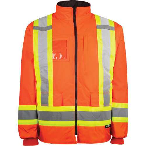High-Visibility 7-in-1 Jacket, Polyester, High Visibility Orange, Medium Fastek
