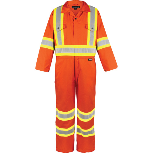 High-Visibility Unlined Coveralls, Small, High Visibility Orange Fastek