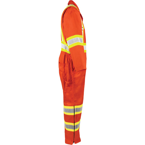 High-Visibility Unlined Coveralls, Small, High Visibility Orange Fastek