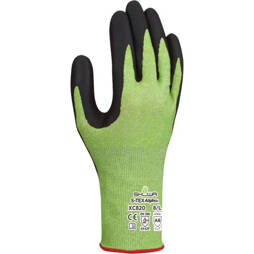 S-TEX Alpha XC820 Cut-Resistant Gloves, Size Large/8, 18 Gauge, Microfoam Nitrile Coated, Tungsten Shell, ASTM ANSI Level A6/EN 388 Level F Fastek