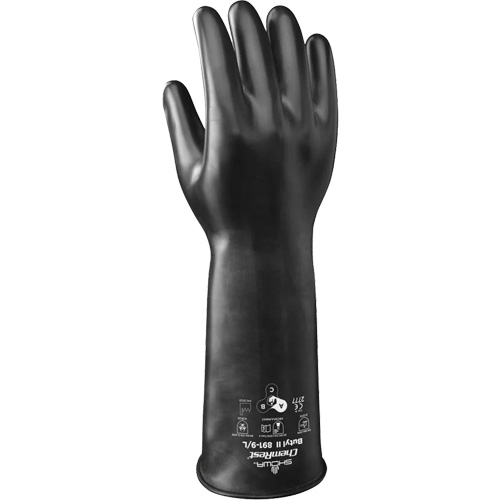 891 Chemical & Acid Resistant Gloves, Size 2X-Large/11, 14" L, Butyl Rubber/Viton&reg;, 28-mil Fastek