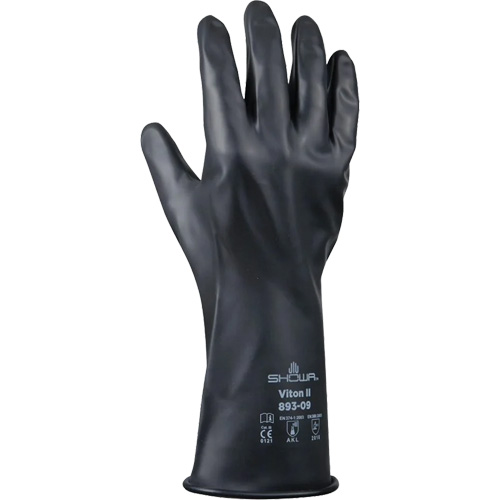 893 Chemical & Acid Resistant Gloves, Size X-Large/10, 12" L, Butyl Rubber/Viton&reg;, 12-mil Fastek