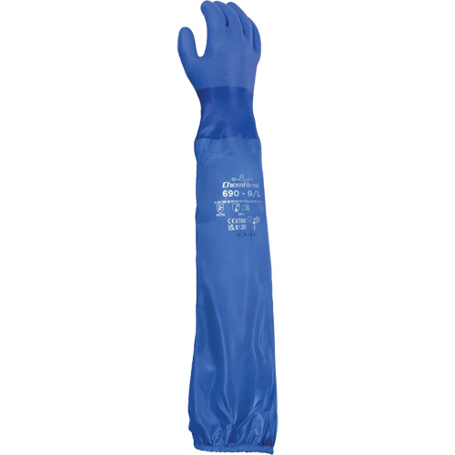 690 Chemical-Resistant Gloves, Size X-Large/10, 26" L, Cotton/PVC Fastek