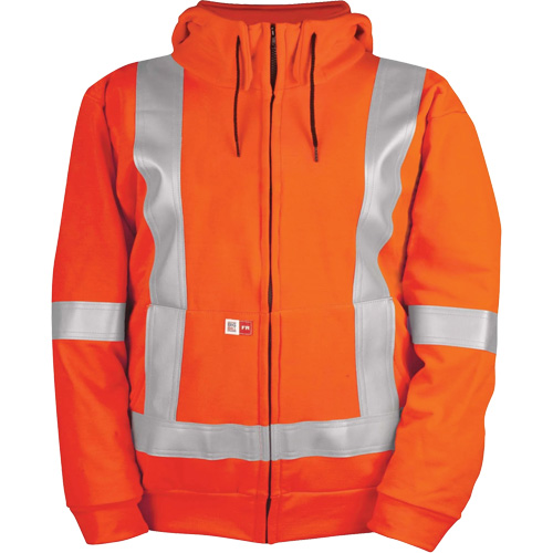High-Visibility Wind Resistant Zip-Front Sweatshirt with DetachableHood, Men's, Small, High Visibility Orange, 27.7 cal/cm² Fastek