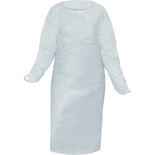 CoverMe Gown with Thumbholes, One Size, White, Polyethylene Fastek
