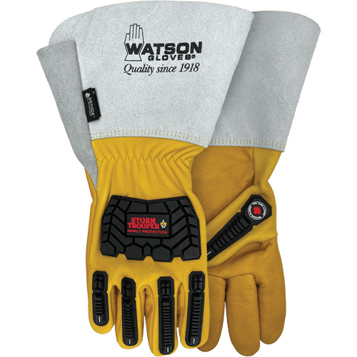 Storm Trooper Water-Resistant Gloves, Large, Cowhide Palm, Gauntlet Cuff Fastek