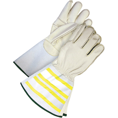 High-Visibility Utility Gloves with 6.25" Cuff, Small, Grain Cowhide Palm Fastek