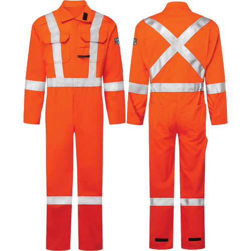 Avenger 7 oz. Coveralls, Size 46 Tall, High-Visibility Orange Fastek