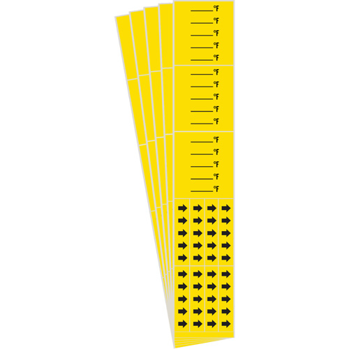 Marqueurs de tuyau avec espace vierge suivi du symbole °F , Autocollant, 2-1/4" h x 14" la, Noir sur jaune Fastek