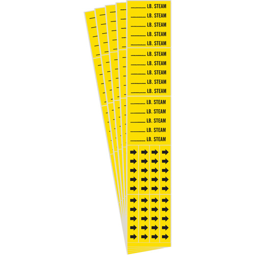 "Blank Lb. Steam" Pipe Marker, Self-Adhesive, 2-1/4" H x 2-3/4" W, Black on Yellow Fastek