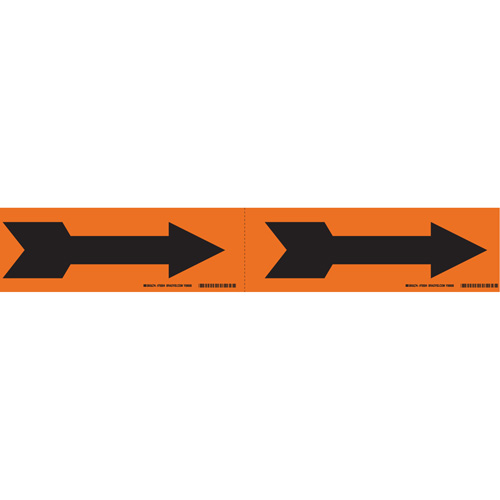 Arrow Pipe Markers, Self-Adhesive, 2-1/4" H x 7" W, Black on Orange Fastek