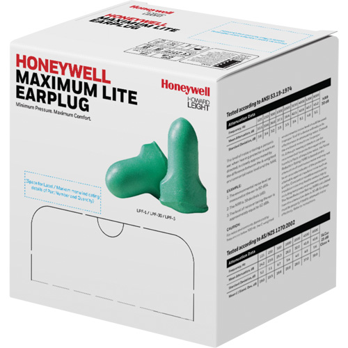 Howard Leight Maximum Lite Low-Pressure Foam Earplugs, Pair - Polybag, Corded Fastek