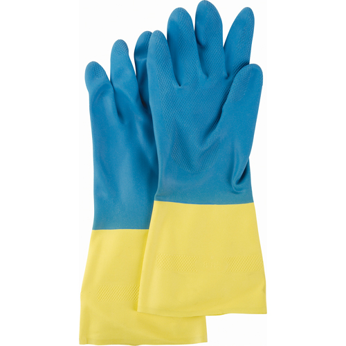 Two Tone NS53 Gloves, Size Medium/8, 13" L, Neoprene/Rubber Latex, Flock-Lined Inner Lining, 28-mil Fastek