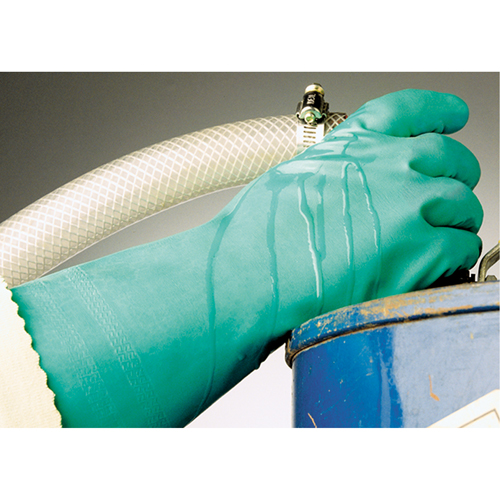 Gants &agrave; prise emboss&eacute;e &agrave; motif en Z StanSolv, Taille Moyen/8, 14" lo, Nitrile, Doublure en Interlock, 11 mils Fastek