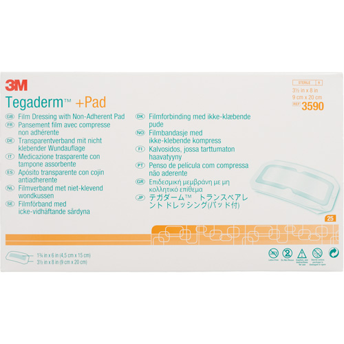 Tegaderm Transparent Dressing With Absorbent Pad, Rectangular/Square, 8", Plastic, Sterile Fastek