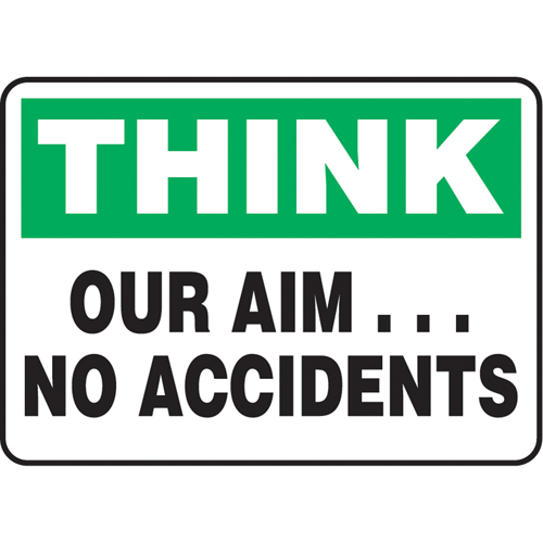 Enseigne  Our Aim… No Accidents , 10" x 14", Aluminium, Anglais Fastek