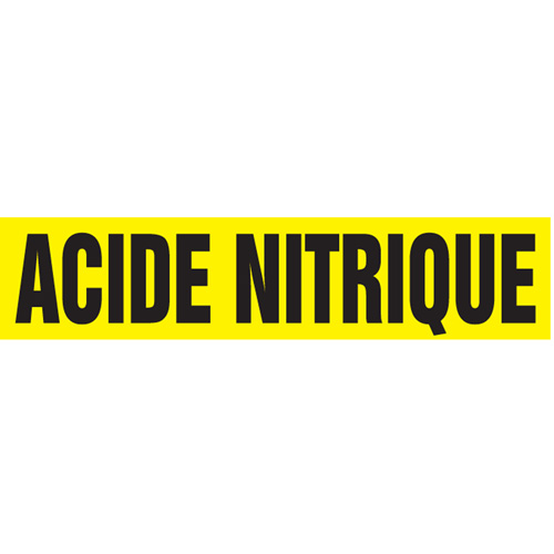 "Acide Nitrique" Pipe Markers, Self-Adhesive, 2-1/2" H x 12" W, Black on Yellow Fastek