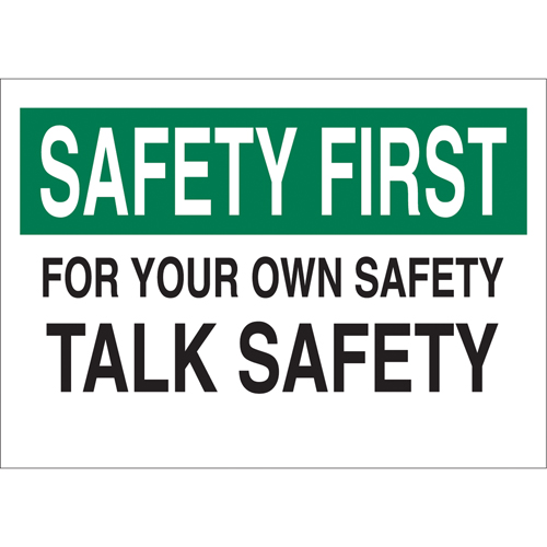 "Talk Safety" Sign, 10" x 14", Aluminum, English Fastek