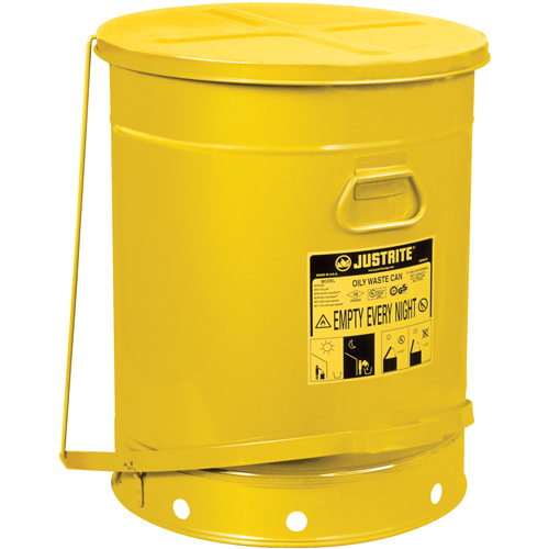Oily Waste Cans, FM Approved/UL Listed, 21 US gal., Yellow Fastek