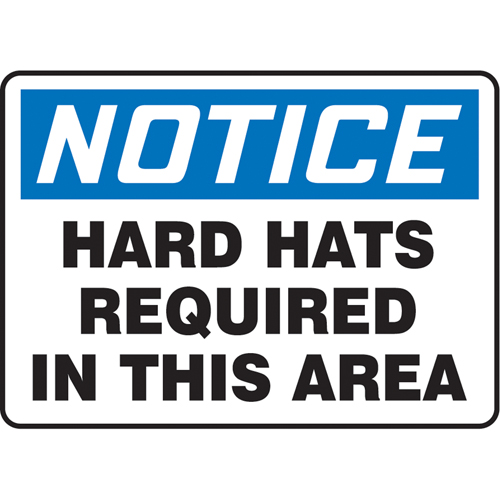 Enseigne  Hard Hats Required , 10" x 14", Vinyle, Anglais Fastek