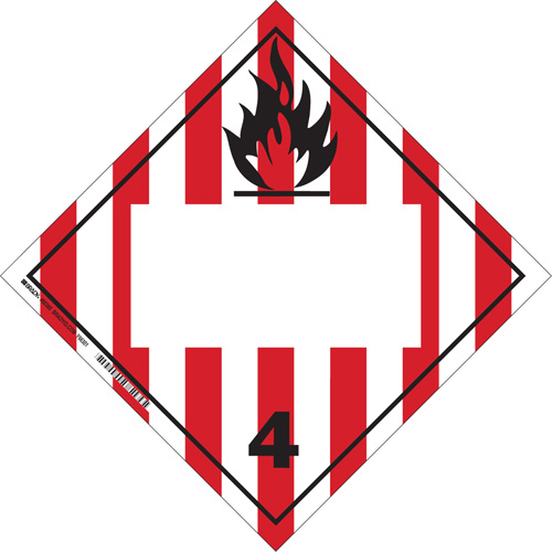 Plaque-&eacute;tiquette TMD pour solides inflammables, Vinyle adh&eacute;sif Fastek