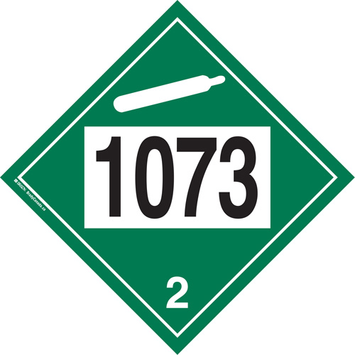 Plaque-&eacute;tiquette TMD 1073 pour gaz ininflammable oxyg&egrave;ne liqu&eacute;fi&eacute;, Plastique Fastek