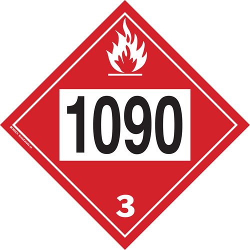 Plaque-&eacute;tiquette TMD 1090 pour liquide inflammable ac&eacute;tone, Plastique Fastek