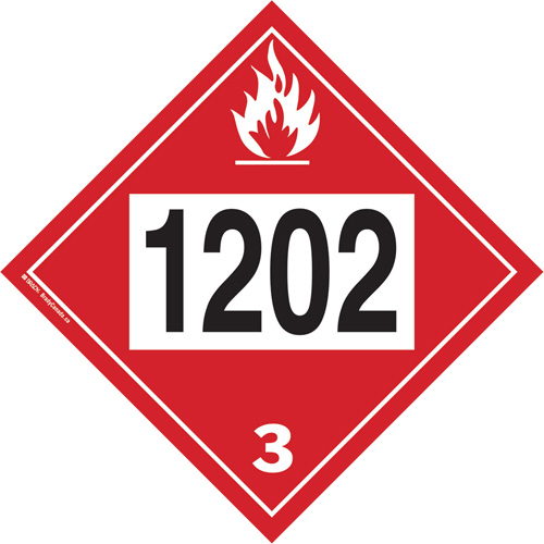 Plaque-&eacute;tiquette TMD 1202 pour liquide inflammable huile combustible, Plastique Fastek