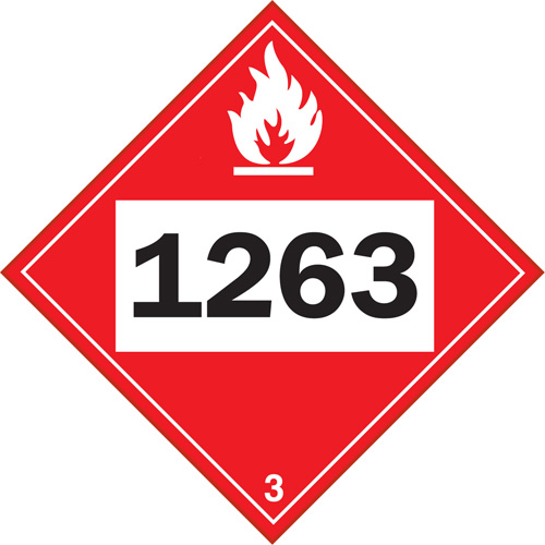 Plaque-&eacute;tiquette TMD 1263 pour liquide inflammable peinture, Plastique Fastek