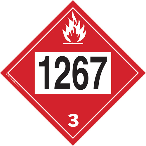 1267 Petroleum Crude Oil Flammable Liquid TDG Placard, Adhesive Vinyl Fastek