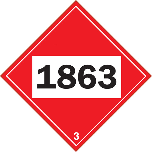 Plaque-&eacute;tiquette TMD 1863 pour liquide inflammable carburant aviation, Plastique Fastek