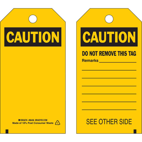 Self-Laminating Safety Tags, Polyester, 4" W x 7" H, English Fastek