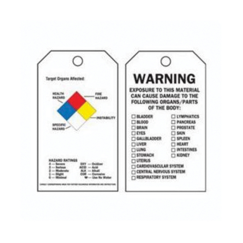 Right-To-Know Tags, Polyester, 3" W x 5-3/4" H, English Fastek