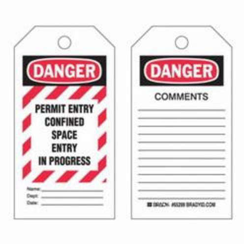 "Confined Space" Tags, Polyester, 3" W x 5-3/4" H, English Fastek