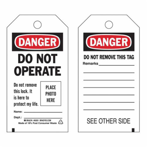 Self-Laminating "Do Not Operate" Tags, Polyester, 3" W x 5-3/4" H, English Fastek