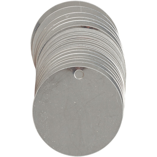 Blank Write-On Valve Tags, Stainless Steel, 2" dia Fastek