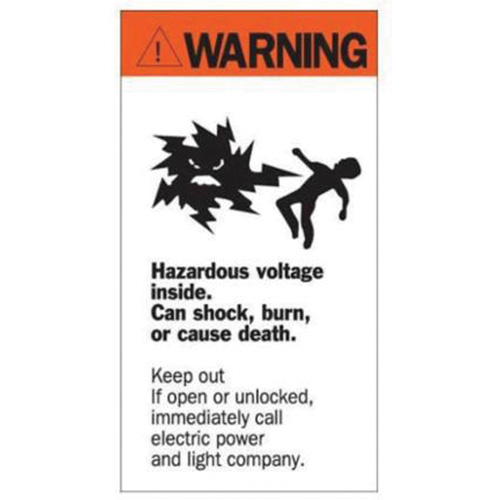 "Warning Hazardous Voltage" Sign, 8" x 4-1/2", Acrylic, English with Pictogram Fastek