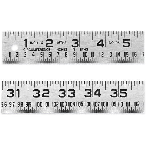 Tinner's Circumference Rule, 4' L, Steel, 1/16" Graduations Fastek