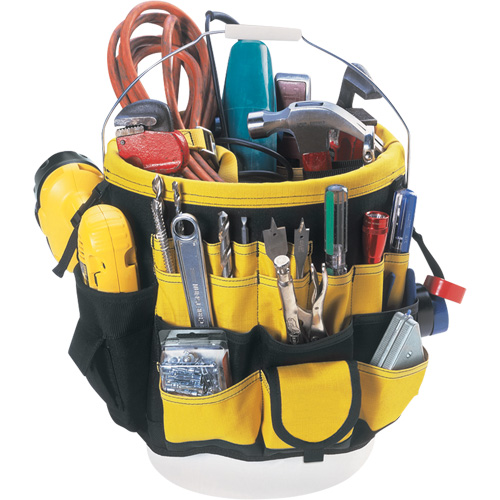 Tool Bucket Organizer, 6" L x 11" W x 12" H, Nylon, Black/Yellow Fastek