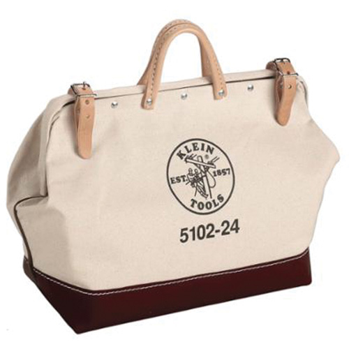 24" Heavy-Duty Tool Bag, Canvas, 1 Pockets, Brown/Natural Fastek
