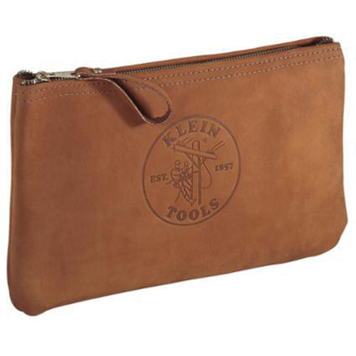Zipper Bag Tool Pouch, Leather, 1 Pockets, Brown Fastek