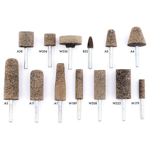 Meules r&eacute;sinoides mont&eacute;es sur tige A36Q, A11, Oxyde d'aluminium, 11/16" dia., 2" lo, 36 Grain Fastek