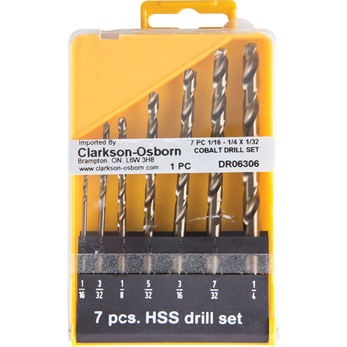 Jobber Length Drill Set, 7 Pieces, Cobalt Fastek