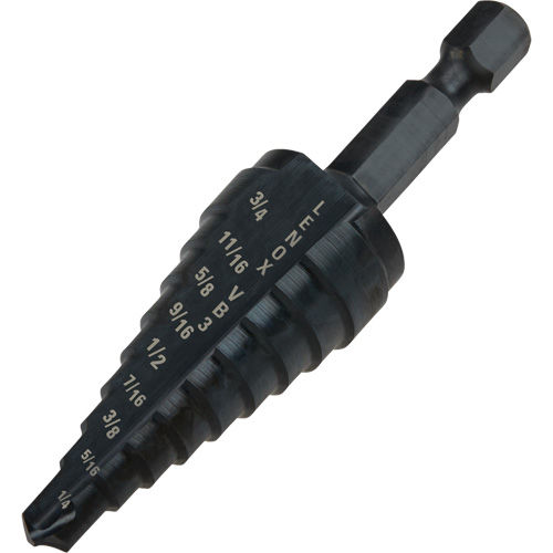 #3 Step Drill Bit, 1/4" - 3/4" , 1/16" Increments, High Speed Steel Fastek