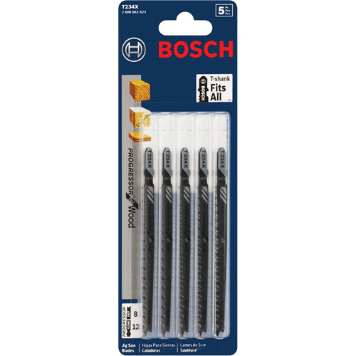 Jigsaw Blade, High-Carbon Steel, T-Shank, 4-5/8" L, 8-12 TPI Fastek